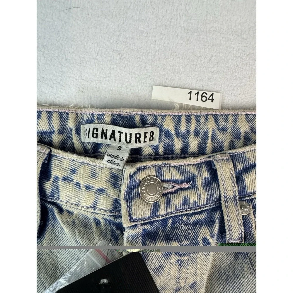 Signature 8 Womens Rhinestone Distressed Jeans Acid Wash Denim Size Small NWT